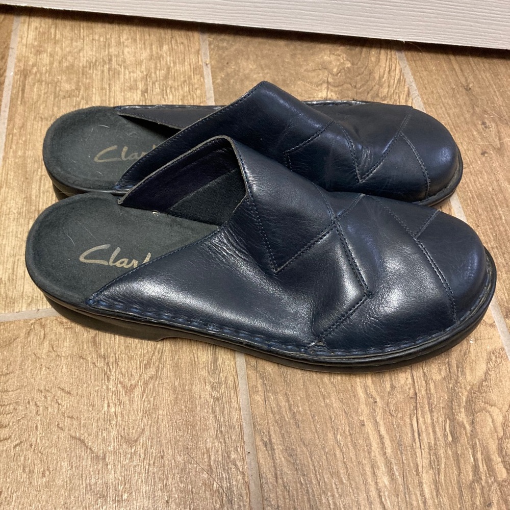 Clarks slip on loafers navy blue